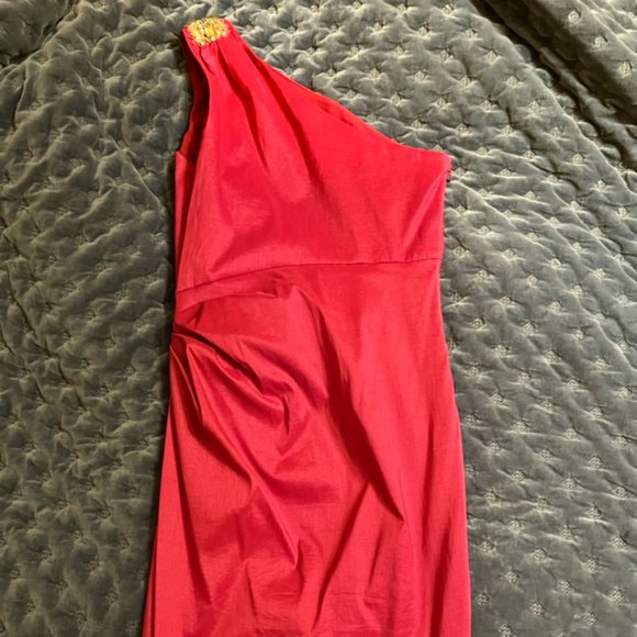 Badgley Mischka Scarlet One Shoulder Dress - Picture 2 of 3